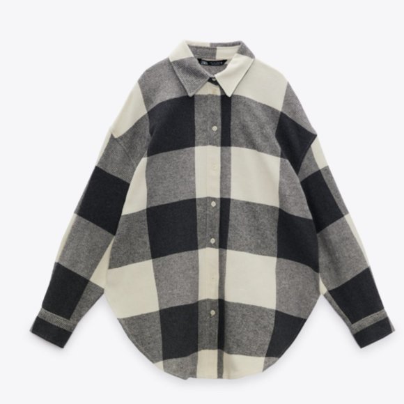 ZARA PLAID CHECKERED FLANNEL BUTTON DOWN SHIRT - Picture 1 of 10